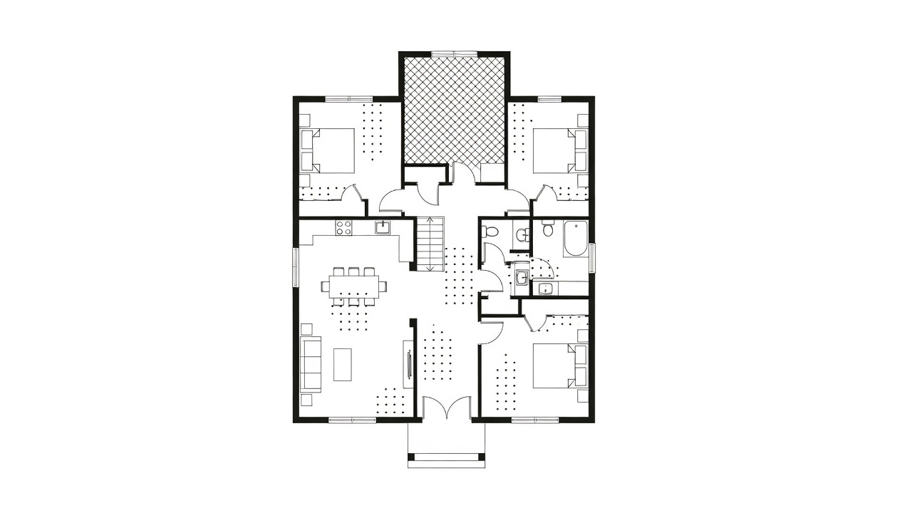 Flat vector floor plan of a two-storey home showing signal strength readings in each room, with a hatched dead zone in the rear bedroom
